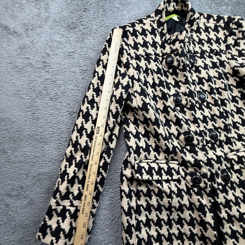 Vintage Sigrid Olsen Wool Blend Coat Womens L Woven Hook Closure Black Tan - Picture 8 of 11